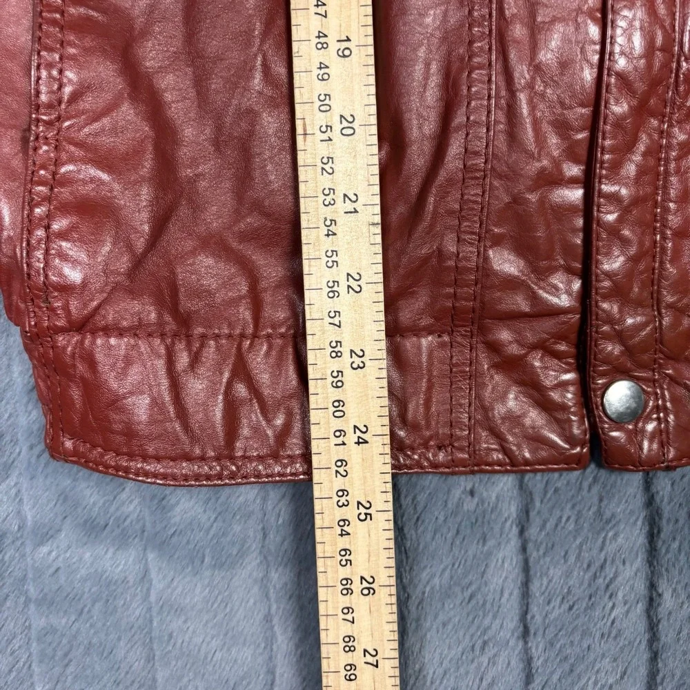 Chess King Mens Vintage 80s Red Leather Bomber Jacket Faux Fur Lined Size 40